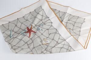Jim Thompson Thai Silk Sea Shell & Starfish Fishing Net Scarf 32x32